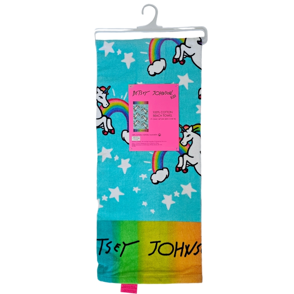 Betsey Johnson Unicorn Rainbow Beach Towel - Picture 1 of 2